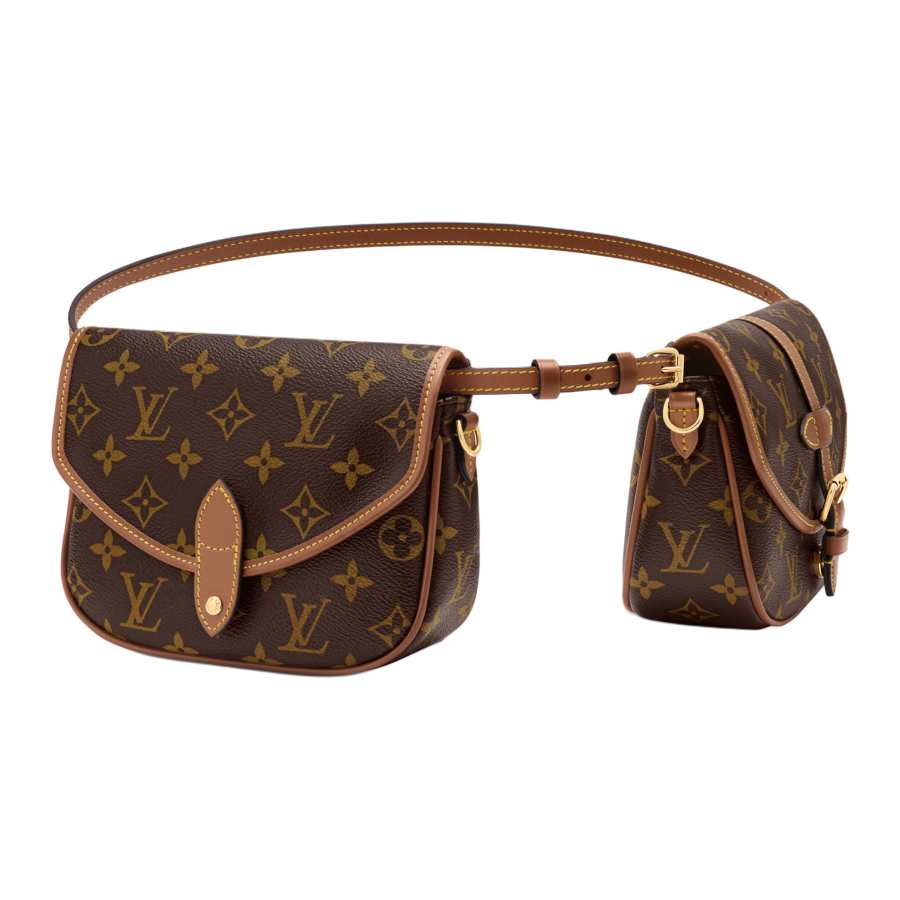 LOUIS VUITTON Duo Coated Canvas One Shoulder Crossbody Fanny Pack Small Women's Brown