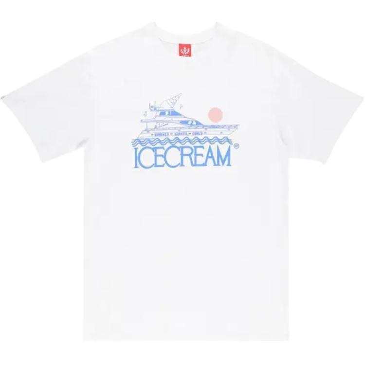 Ice Cream T Shirts Unisex White Crew Neck Moderate Straight Fit