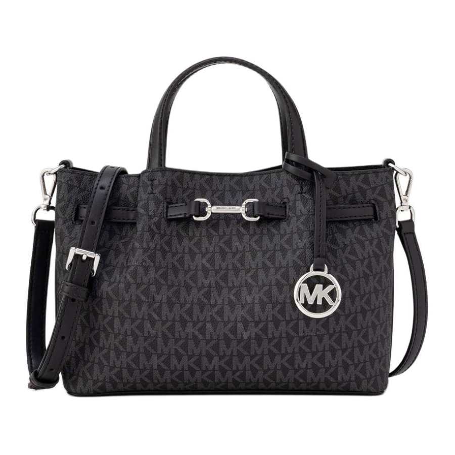 MICHAEL KORS Carson Coated Canvas Tote Bag, Shopping Bag, Shoulder Bag, Crossbody Bag, Handbag Small Women's Black