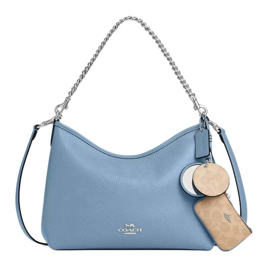 COACH Laurel Bright Soft Pebble Leather Hobo Bag, Crossbody Bag, Shoulder Bag Large Women's Blue