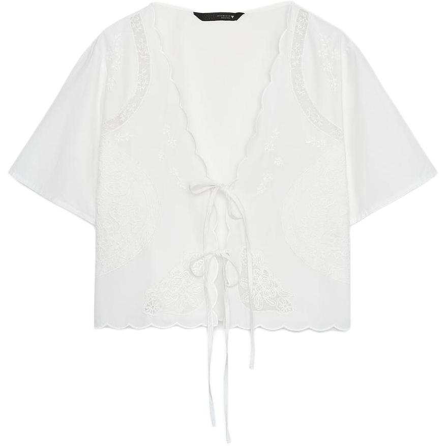 ZARA T Shirts Women's Frosted White V Neck