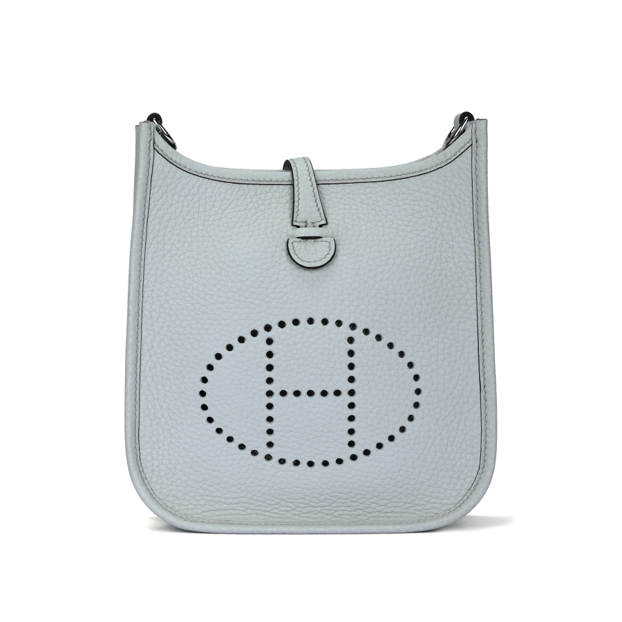 HERMES Evelyne Clemence Bullock Leather Crossbody Bag, Shoulder Bag 16 Women's Grail Blue & Tin Gray