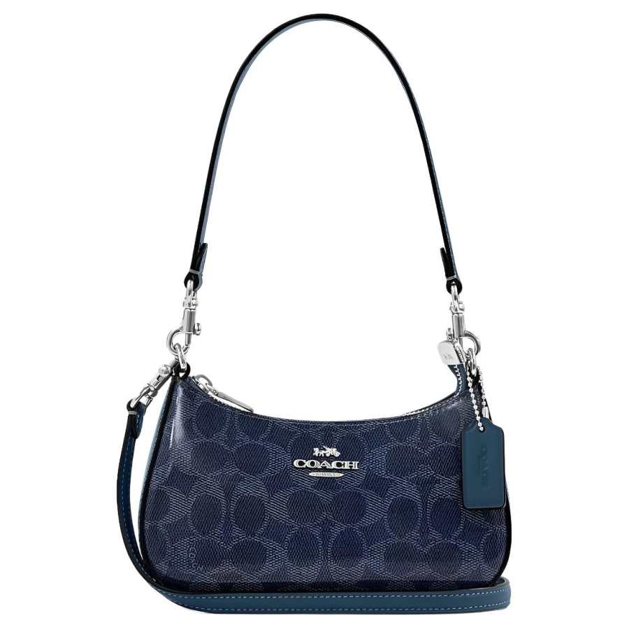 COACH COACH Teri Coated Canvas Shoulder Bag Small Women's Blue