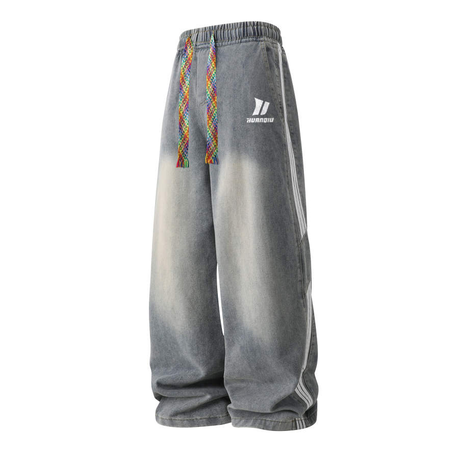 HUANQIU Jeans Unisex Moderate Wide Leg Pants