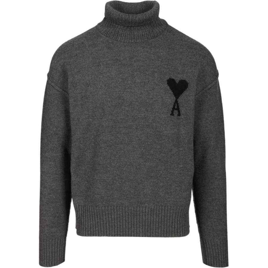 Amiparis Paris Logo Intarsia Funnel Neck Jumper