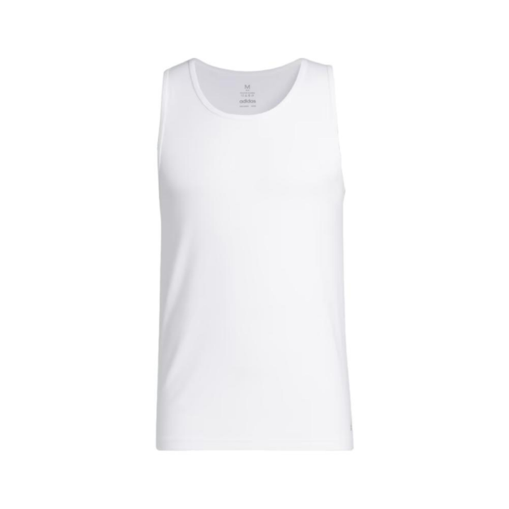 Adidas Adidas Tank Tops Men's White Crew Neck Moderate Straight Fit