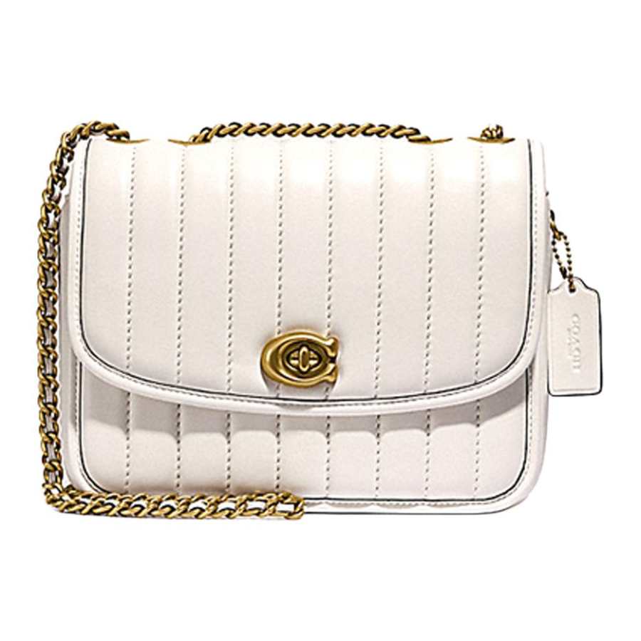 COACH Madison Nappa Smooth Leather Small Square Bag, Crossbody Bag, Shoulder Bag Medium Women's Pink White