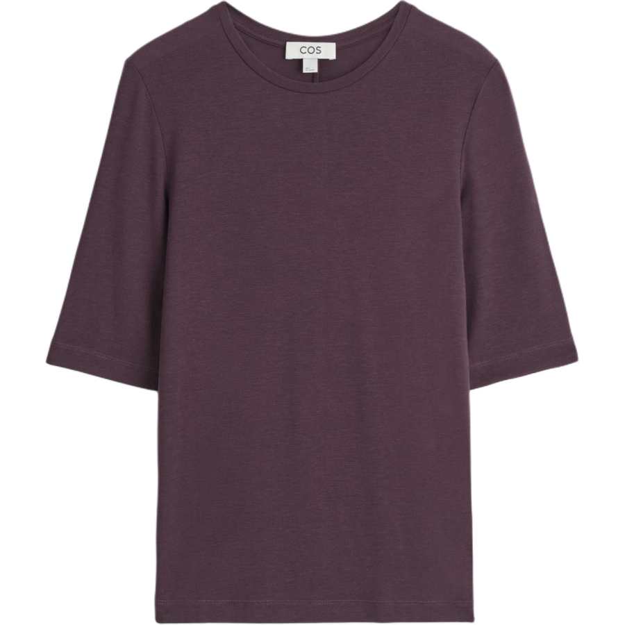 COS T Shirts Women's Burgundy Crew Neck Moderate