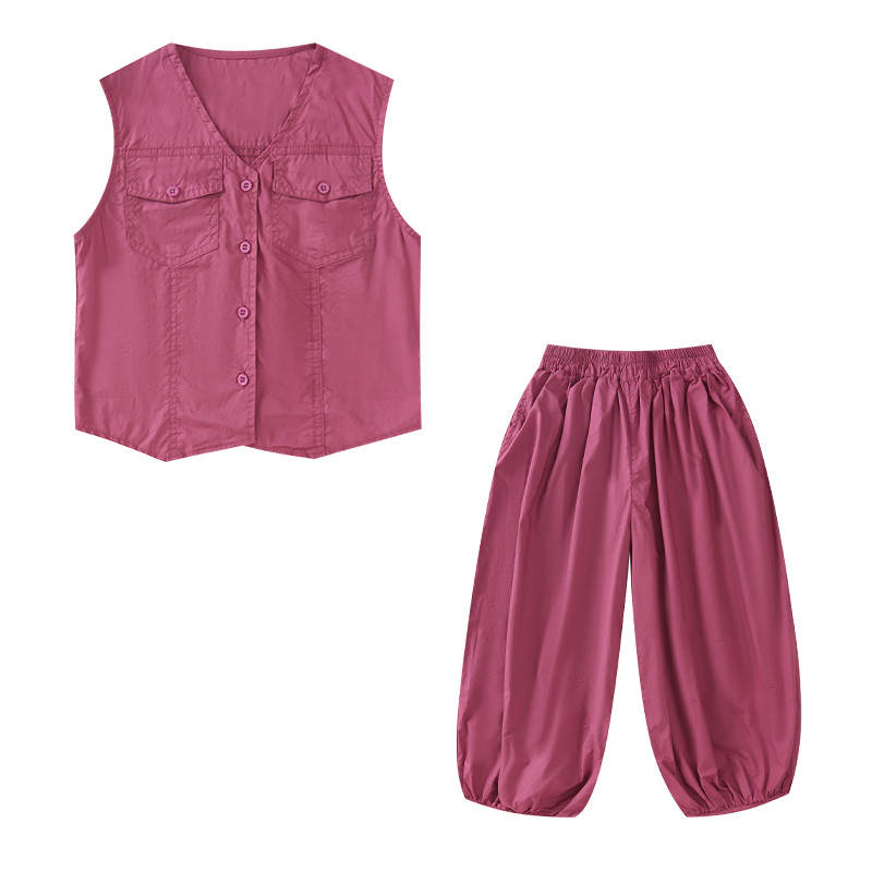 PROTECTCAMEL PROTECTCAMEL Kids Two Piece Skirt Sets V Neck Moderate Short
