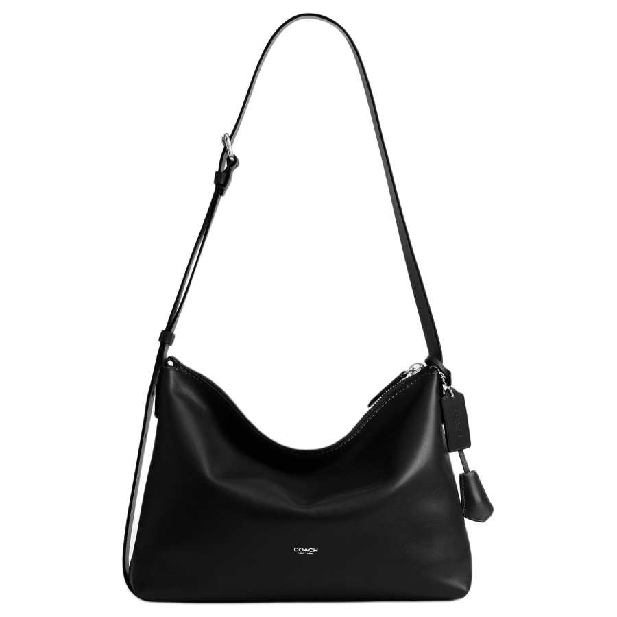 COACH Cow Leather Messenger Bag, Crossbody Bag, Shoulder Bag Large Unisex Black