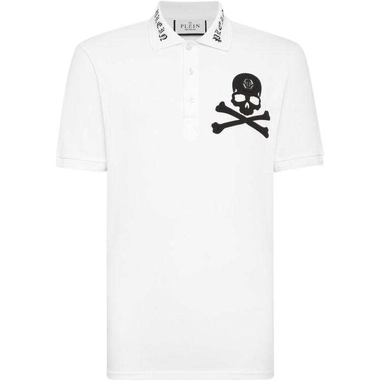 Philipp Plein skull-print cotton polo shirt
