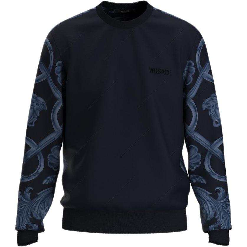 VERSACE Sweatshirts Men's Dark Blue Crew Neck Moderate Straight Fit