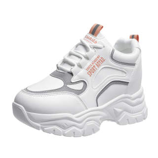 NX DOUGHNUT Synthetic Leather Abrasion Resistant Height Increasing Low top Chunky Sneakers Women's White