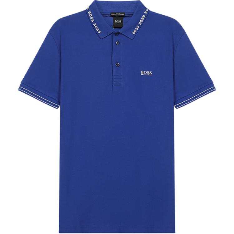 HUGO BOSS Letter Print Short Sleeved Polo Shirt Men's Blue
