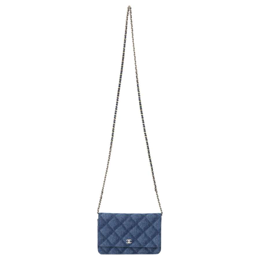 CHANEL Denim Material Gold Metal Handbag, Shoulder Bag, Crossbody Bag Women's Blue