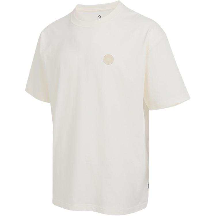 Converse T Shirts Men's Ecru Crew Neck Straight Fit