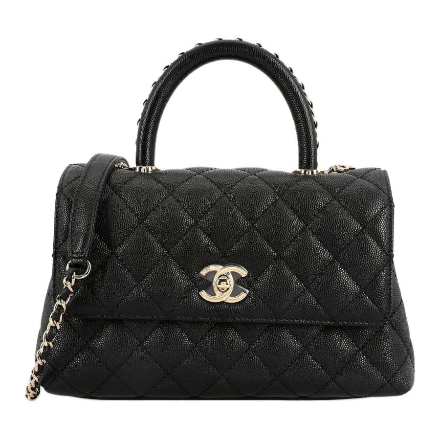 CHANEL Golden Grain Litchi Grain Cow Leather Shoulder Bag, Crossbody Bag, Handbag Small Women's Black