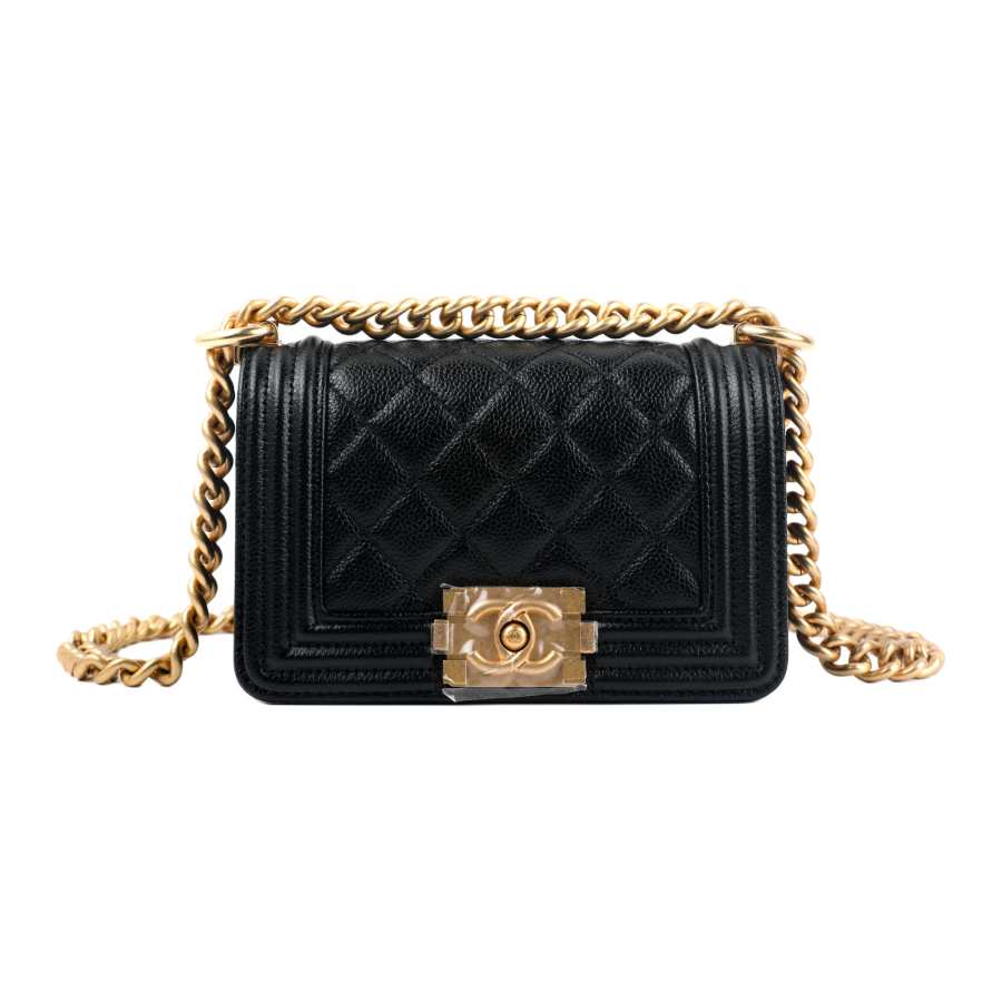 CHANEL Leboy Grain Embossed Calfskin Small Square Bag, Crossbody Bag, Shoulder Bag Mini Women's Black