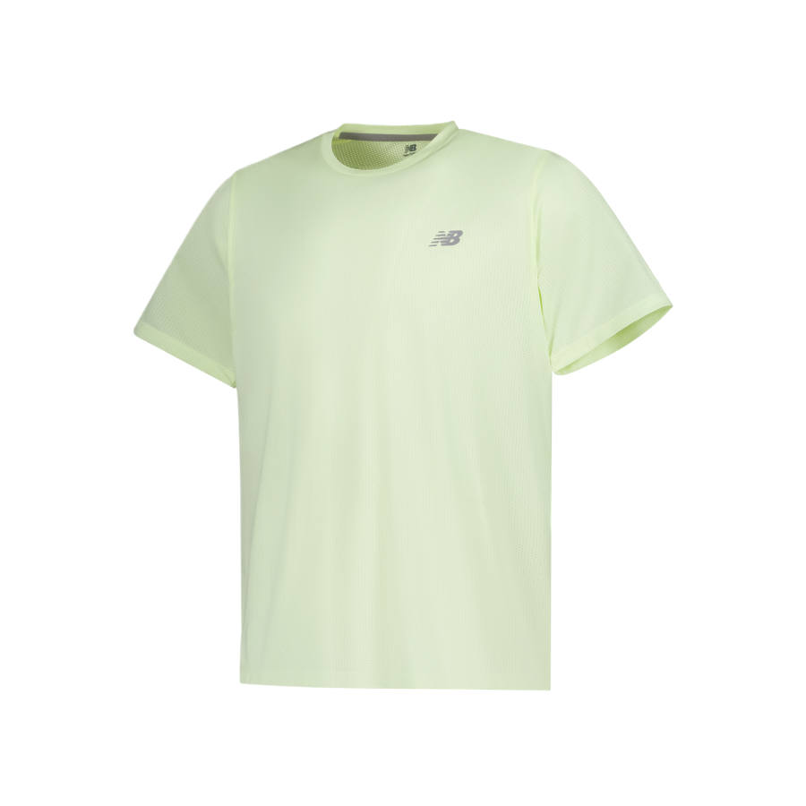 New Balance New Balance T Shirts Men's Lime Green Crew Neck Moderate Straight Fit