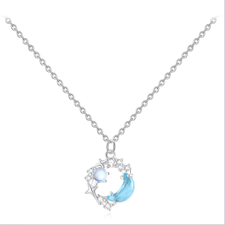 MGS 999 Silver Zircon Necklaces Women's