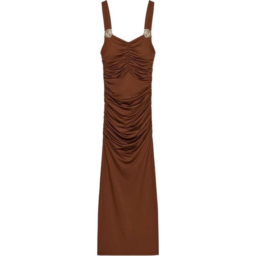 ZARA Slip Dresses Women's Brown Moderate Long