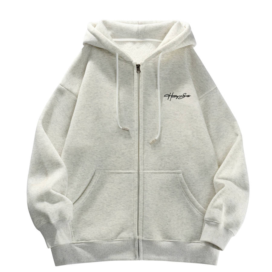 HUANQIU Sweatshirts Unisex Hooded Moderate Cardigan