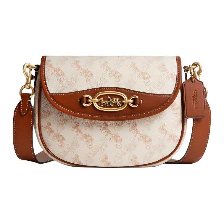 COACH Harley Print Coated Canvas With Glove Tanned Leather Portable Crossbody Bag, Shoulder Bag Small Women's