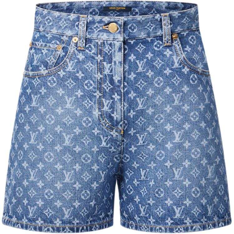 LOUIS VUITTON Monogram SS25 Denim Shorts Women's Blue