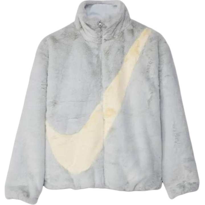 Nike Nike Women'ss Faux Fur Oversized Swoosh Logo Jacket Photon Dust/Cashmere