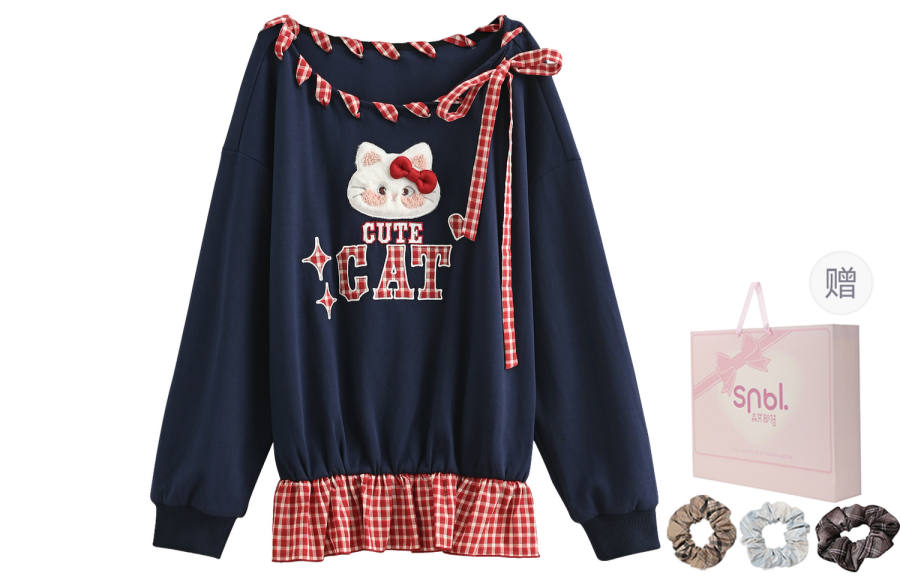 SNBL Sweatshirts Women's Navy Blue Asymmetrical Collar Moderate Regular