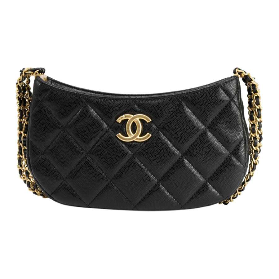 CHANEL Cow Leather One Shoulder Handbag Women's Black
