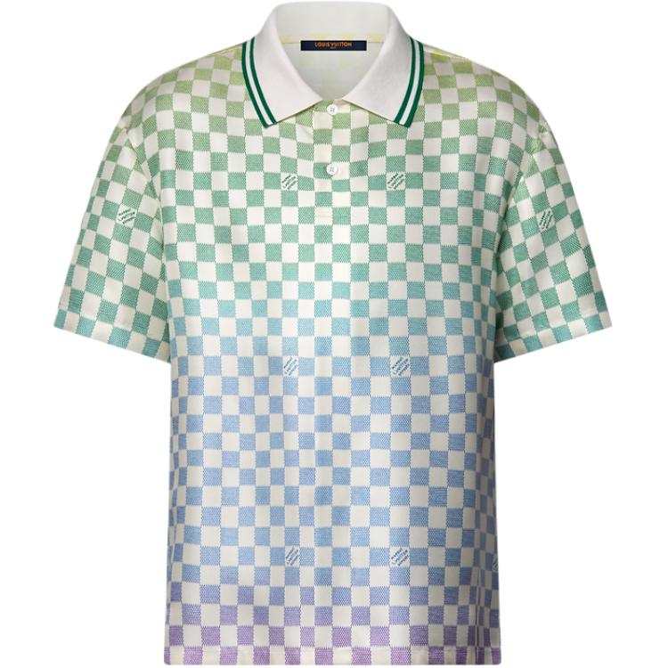 LOUIS VUITTON LOUIS VUITTON Damier Gradient Printed Silk Polo Shirt