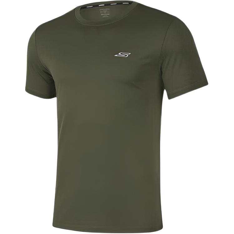 Skechers Quick Dry T Shirts Men's Black Forest Green