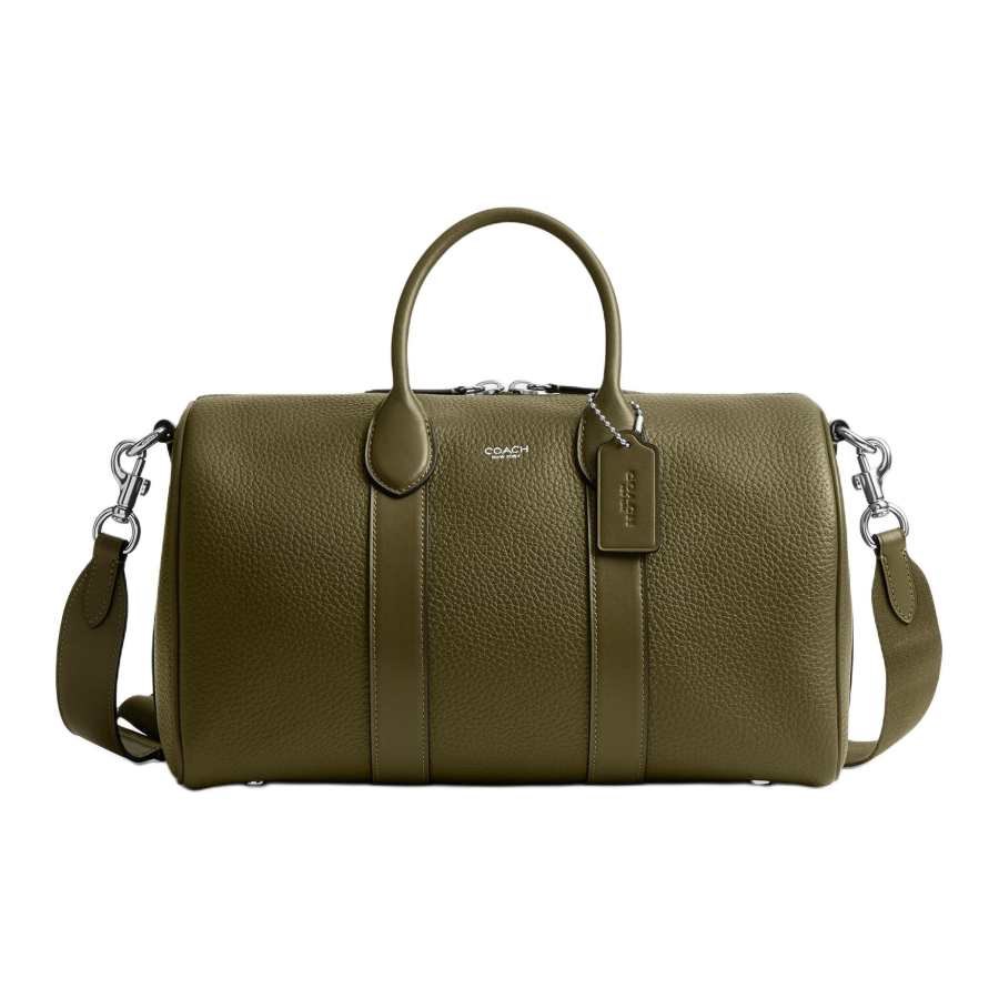 COACH Artificial Leather Bowling Bag, Shoulder Bag, Crossbody Bag, Handbag Large Unisex Olive Green