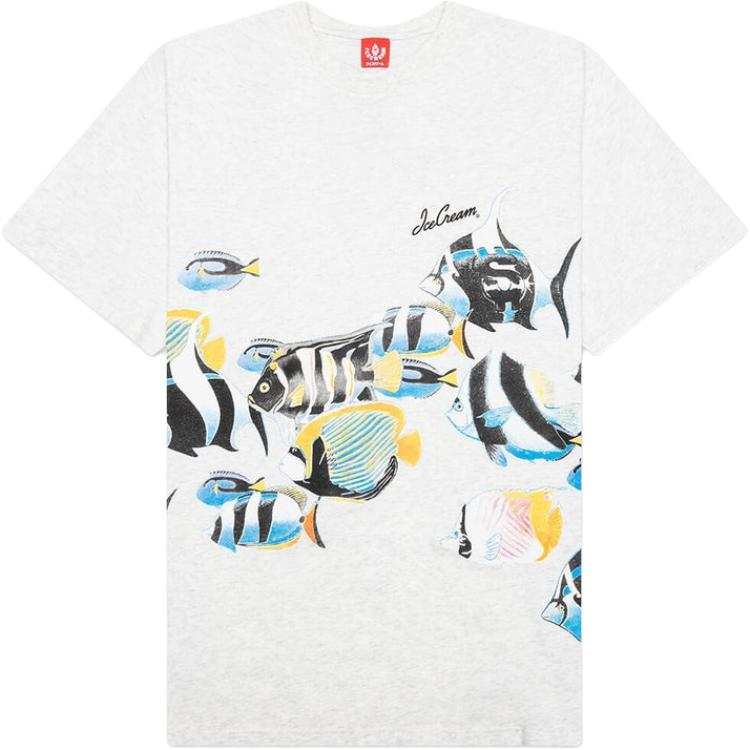 Ice Cream T Shirts Unisex Light Gray Crew Neck Moderate Straight Fit