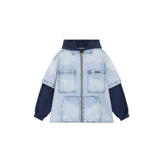 WE11DONE zip-up hooded denim jacket