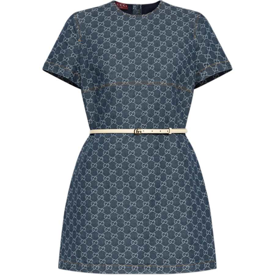GUCCI SS25 Short Sleeved Dress Women's Blue