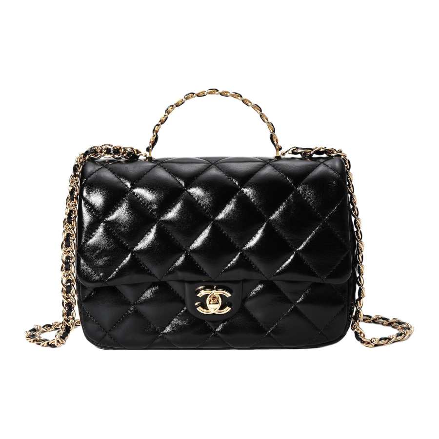 CHANEL Classic Flap CF Sheepskin Material Gold Metal Handbag Women's Black