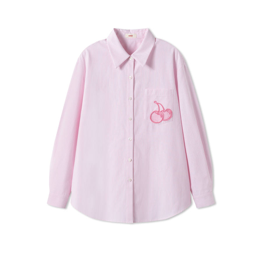 Kirsh Shirts Women's Pink Stripes Pointed Collar Moderate Other