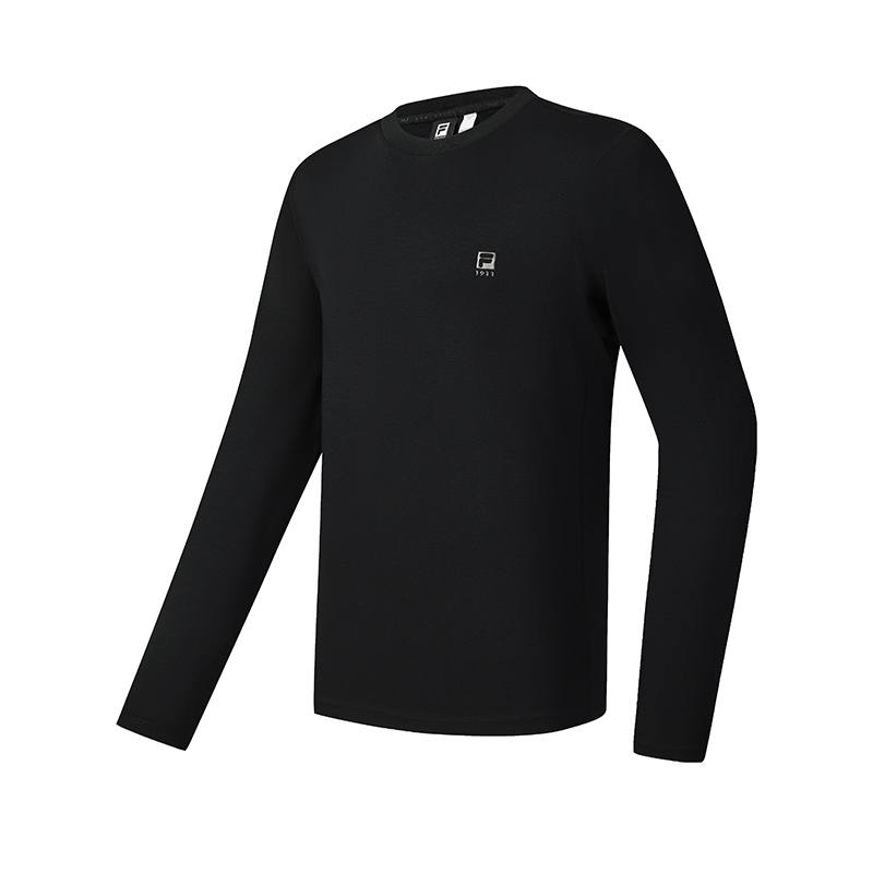 FILA Fitness T Shirts Men's Jet Black BK Crew Neck