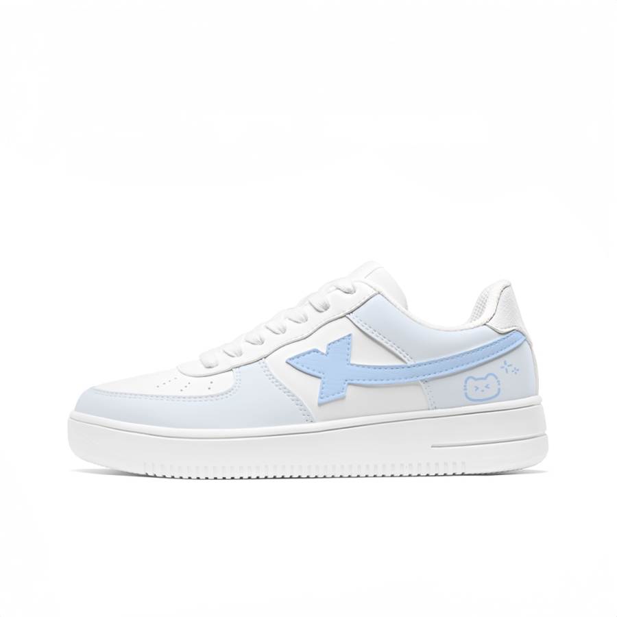 XTEP Air Force 1 Cushioning Abrasion Resistant Cushioning, Wear Resistant Low top Skateboard Shoes Women's Blue White