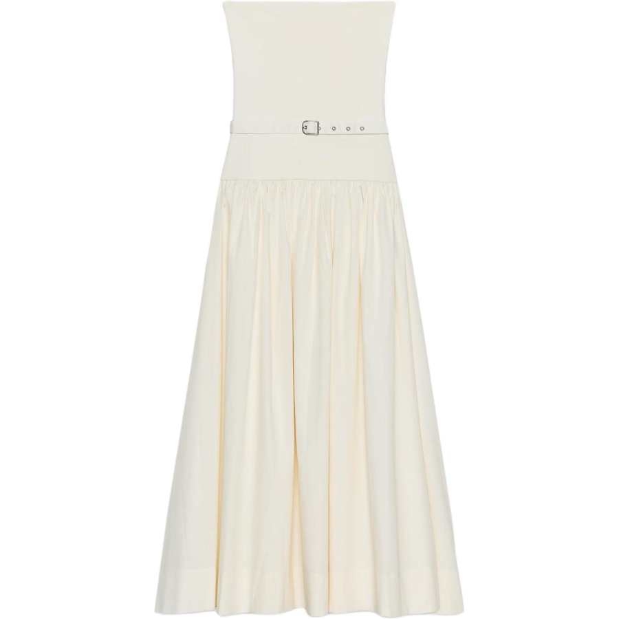 ZARA Sleeveless Dresses Women's White Moderate Midi Skirt