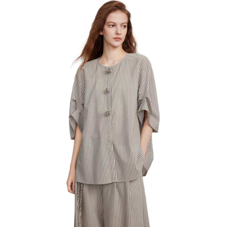 ELLE Shirts Women's Stripes Crew Neck