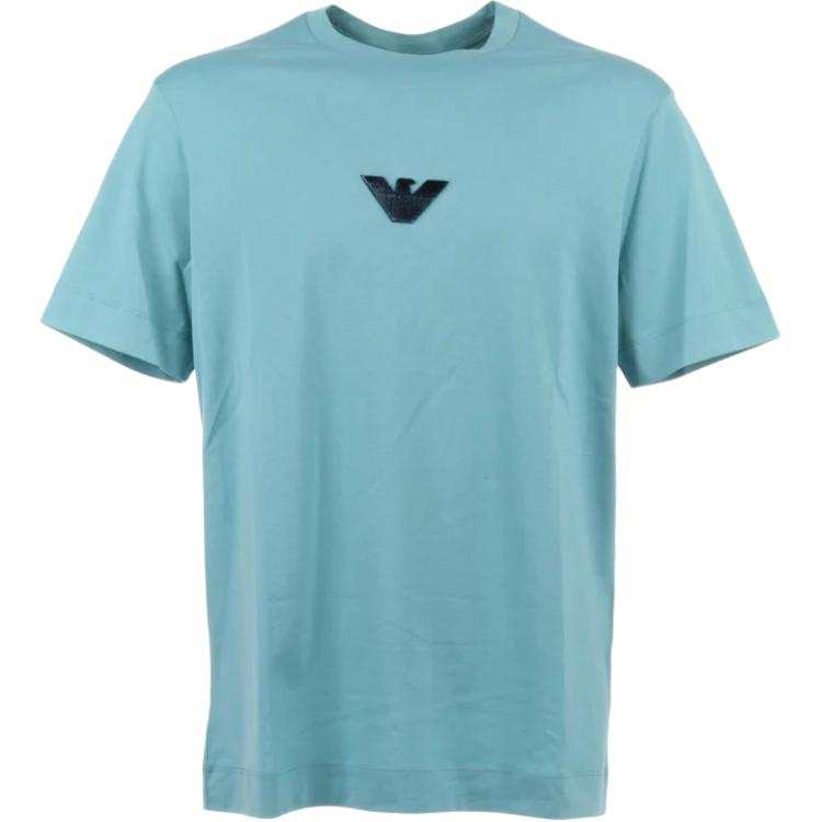 EMPORIO ARMANI T Shirts Men's Cyan Crew Neck Moderate
