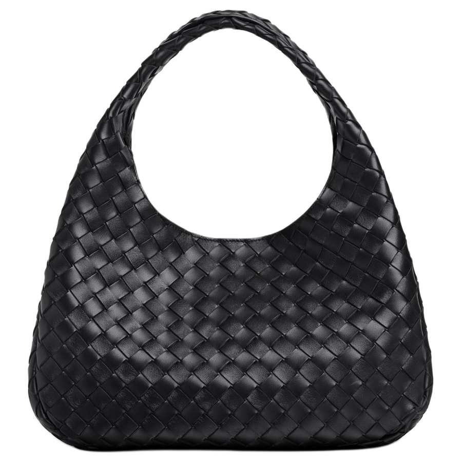 Bottega Veneta Intrecciato Sheepskin One Shoulder Handbag Medium Women's Black
