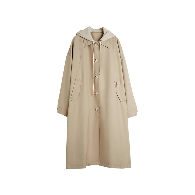 ELLE Trench Coats Women's Khaki Hooded Moderate Other