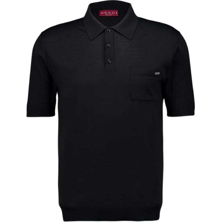 GUCCI Fine Knit Short Sleeve Polo Top