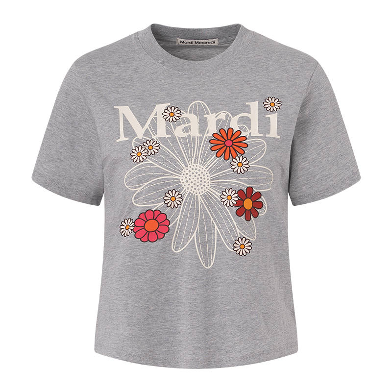 MARDI MERCREDI SS25 T Shirt Women's Gray Ivory Korean Style