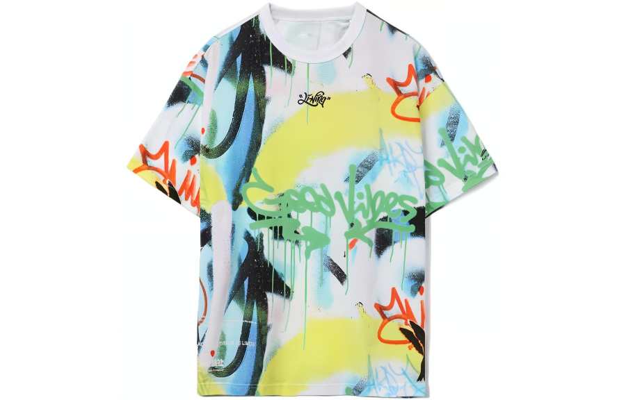 Li-Ning Li Ning Skateboard T Shirts Men's Multicolor Crew Neck Moderate Straight Fit