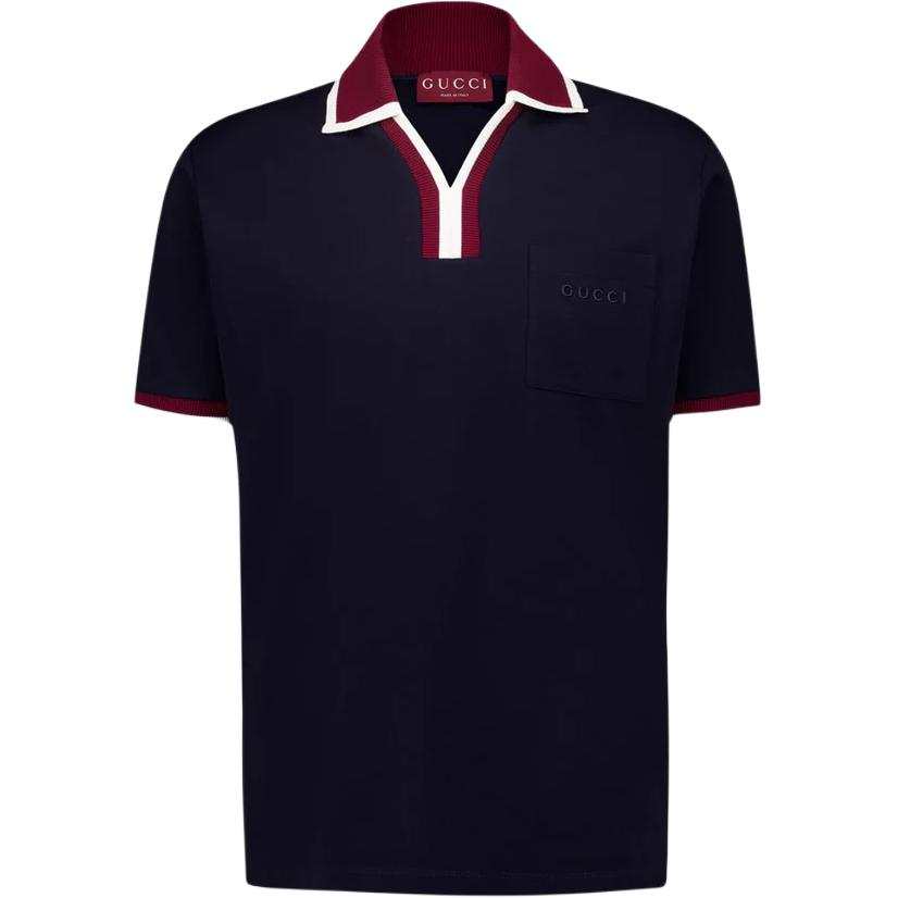 GUCCI FW25 Polo Shirt Men's Marine Blue